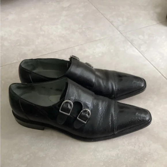 BELVEDERE Genuine Ostrich Shoes 9.5 Black Men’s Double Monk Strap EUC Belvedere Marte Genuine Ostrich Leg Single Buckle Monk Strap  main image 4